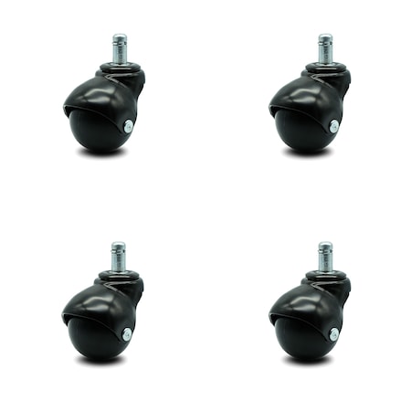 2 Inch Gloss Black Hooded Grip Ring Ball Casters, 4PK